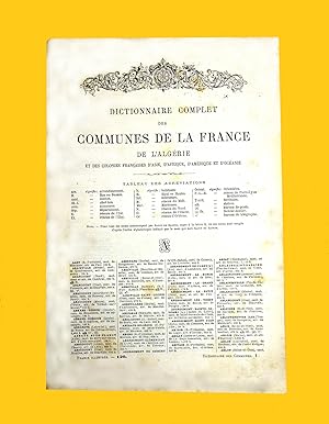 Dictionnaire complet des Communes de la France, de l'Algérie et des colonies Françaises d'Asie, d...