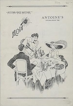 Menu [cover title]. "Allons Chez Antoine."