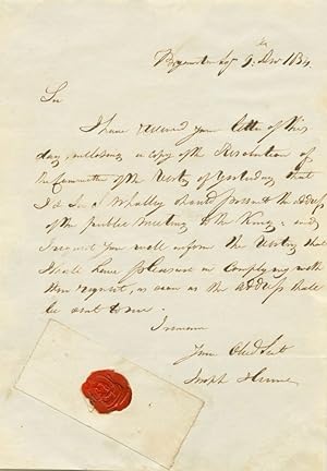 Joseph Hume Dec. 9 , 1831 Autograph Letter Signed on committee resolution