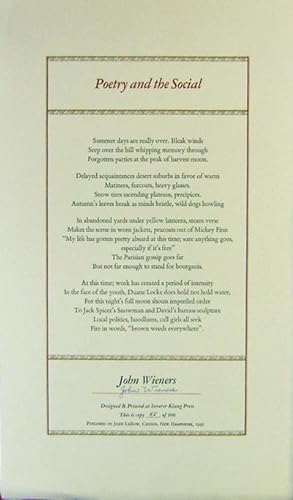 Poetry and the Social (Signed Broadside Poem)