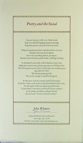 Poetry and the Social (Signed Broadside Poem)