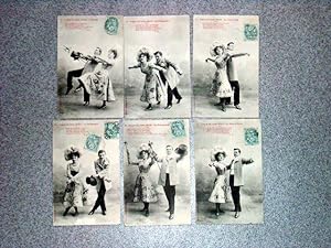 Carte Postale Ancienne - Serie de 6 cartes postales anciennes intitulées " Leçon de Call Walk".