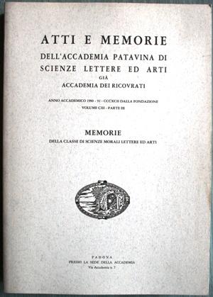 Atti e memorie vol CIII - p. III
