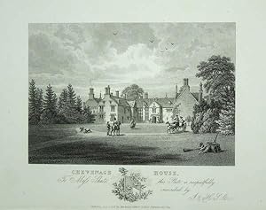 An Original Antique Engraving llustrating Chevenage House in Gloucestershire. Published in 1827