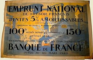 Affiche lithographie en couleurs signée Sébille Albert - Emprunt national du trésor français - Ba...