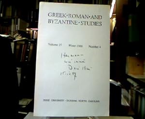 Greek, Roman and Byzantine Studies. Vol. 27, Number 4[pages 331-444].