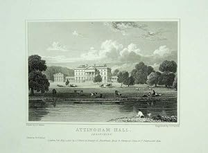 Original Antique Engraving Illustrating Attingham Hall in Shropshire, The Seat of The Right Hon T...
