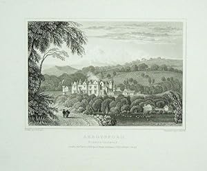 Original Antique Engraving Illustrating Abbotsford in Roxburghshire, The Seat of Sir Walter Scott.