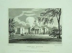 Original Antique Engraving Illustrating Armley House in Yorkshire, The Seat of Benjamin Gott, Esq.
