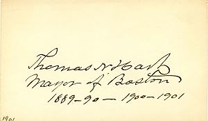 Small card signed by Thomas N. Hart.