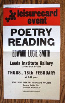 leisurecard event. POETRY READING. Edward Lucie Smith.