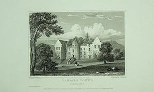 Original Antique Engraving Illustrating Barjarg Tower in Dumfriesshire, The Seat of William F. Hu...