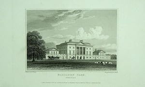 Original Antique Engraving Illustrating Basildon Park in Berkshire, The Seat of Sir Francis Sykes...