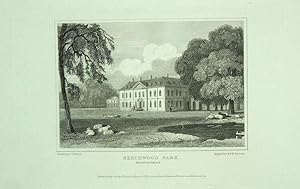 Original Antique Engraving Illustrating Beechwood Park in Hertfordshire, The Seat of Sir John Sau...