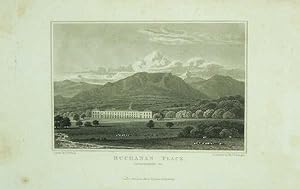Original Antique Engraving Illustrating Buchanan Place in Stirlingshire, The Seat of James Graham...