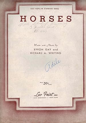 Horses : Novelty Fox Trot Song - Vintage Sheet Music