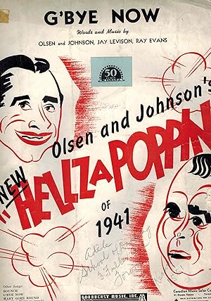 G'Bye ( Goodbye ) Now - Piano Sheet Music from Olsen and Johnson's New Hellzapoppin of 1941
