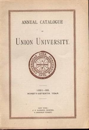 ANNUAL CATALOGUE OF UNION UNIVERSITY 1891-92 Ninety Seventh Year