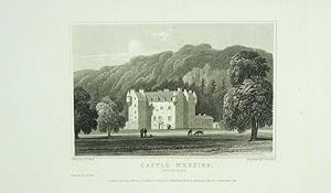 Original Antique Engraving Illustrating Castle Menzies in Perthshire, The Seat of Sir Neil Menzie...