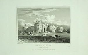Original Antique Engraving Illustrating Chirk Castle in Denbighshire, The Seat of Mrs Charlotte M...