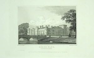 Original Antique Engraving Illustrating Deene Park in Northamptonshire, The Seat of The Earl of C...
