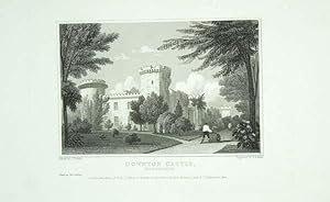 Original Antique Engraving Illustrating Downton Castle in Herefordshire, The Seat of Thomas Andre...