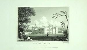 Original Antique Engraving Illustrating Dundas Castle in Linlithgowshire, The Seat of James Dunda...