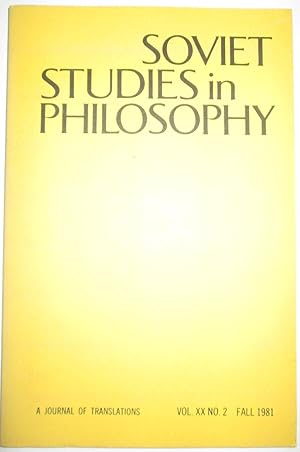 Soviet Studies in Philosophy. A Journal of Translations. Vol. XX No. 2. Fall, 1981