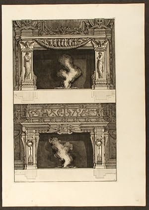 [Plate of two neo-Classical fireplaces, from "Diverse maniere d'adornare i cammini ed ogni altra ...