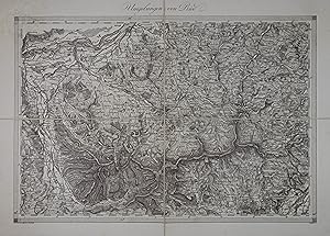 Umgebungen von Ried. Kupferstich-Karte in 4 Segmenten auf Leinwand v. Jos. Zutz n. Hptm. v. Stutt...