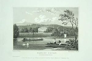 Original Antique Engraving Illustrating Fawley Court in Buckinghamshire, The Seat of Strickland F...