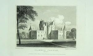 Original Antique Engraving Illustrating Glammis Castle in Angus, The Seat of The Earl of Strathmo...