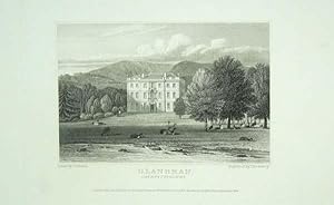 Original Antique Engraving Illustrating Glanbran in Carmarthenshire, The Seat of Colonel Sackvill...