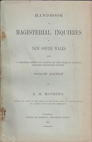 Handbook to Magisterial Inquiries in New South Wales