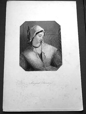 Gravure XIX ème en noir dessinée par W. Boxall et gravée par H. Robinson, représentant Margaret R...