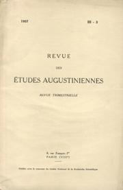 Revue des études augustiniennes, 1957 - Vol. III, 3
