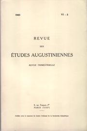 Revue des études augustiniennes, 1960 - Vol. VI, 2
