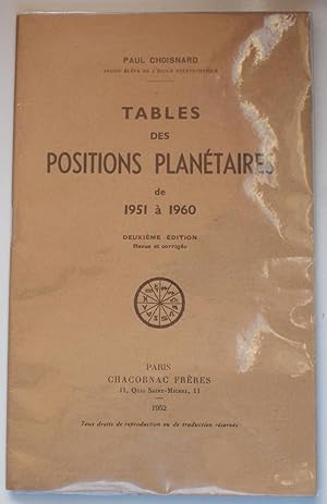 Tables des positions planétaires de 1951 à 1960
