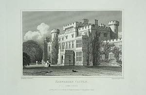 Original Antique Engraving Illustrating Hawarden Castle in Flintshire, The Seat of Sir Stephen Ri...