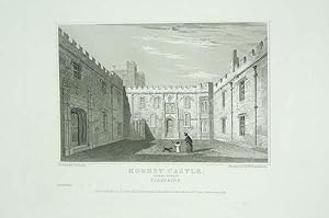 Original Antique Engraving Illustrating Hornby Castle in Yorkshire (Inner Court), The Seat of His...