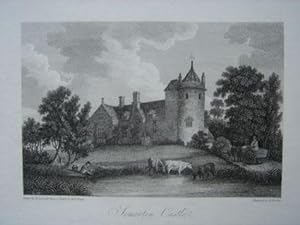 Original Antique Engraving Illustrating Somerton Castle. Engraved By B. Howlett and Dated 1802.
