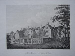 Original Antique Engraving Illustrating Harlaxton Manor House. Engraved By B. Howlett and Dated 1...