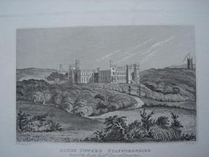 Original Antique Engraving Illustrating Alton Towers in Staffordshire. Published By W. Emans in 1830