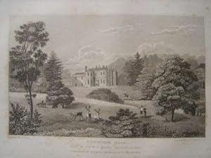 Original Antique Engraving Illustrating Downton Hall in Shropshire. Published By W. Emans in 1830