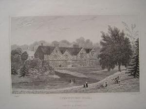 Original Antique Engraving Illustrating Pitchford Hall in Shropshire. Published By W. Emans in 1830
