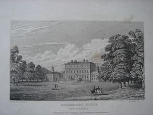 Original Antique Engraving Illustrating Davenport House in Shropshire. Published By W. Emans in 1830