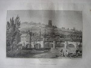 Original Antique Engraving Illustrating a View of Bridgnorth in Shropshire. Published By W. Emans...