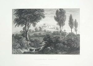 Original Antique Engraving Illustrating Clitheroe Castle in Lancashire. 1850