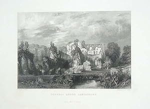 Original Antique Engraving Illustrating Furness Abbey in Lancashire. 1850