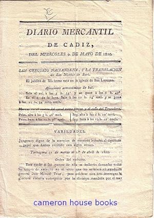 Diario Mercantil de Cadiz, del Miercoles 9 de Mayo de 1810
